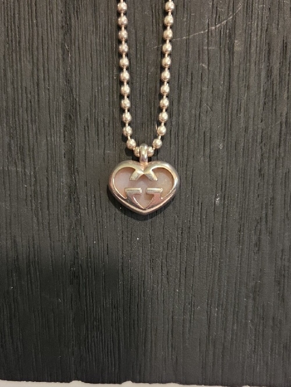 Gucci 9.25 Heart Pendant Necklace in Silver W/Pink 14.5" - Picture 2 of 9
